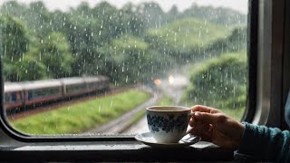 rain drops And the sound of the train 🌧️ Meditating on a Train During a Storm (in the Rain)