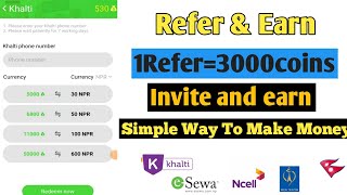 New Khalti Earning App In Nepal 2023🔥 | 1Refer=3000coins❗| Real💯