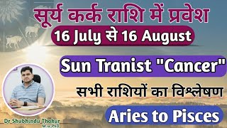 सूर्य का कर्क राशि में प्रवेश-16 JULY से 16 AUGUST|Effect Of 'SUN' Transit-मेष से मीन राशि पर प्रभाव