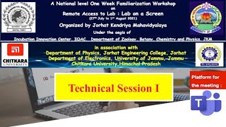 Technical Session II: A National level  Familiarization Workshop on Remote Access to Lab