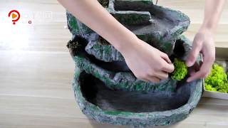 How to make cement  rockery with fountain and moss