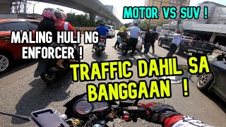 MALING HULI NG ENFORCER SAGABAL LANG | TRAFFIC DAHIL SA BANGGAAN NG MOTOR AT SUV | HONDA RS125 FI