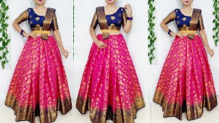 Heavy Saree se lehnga banaye 2 minute me/Wedding  ke liye new saree Drape idea/different saree Style