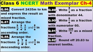 Class 6 Math Ch-4 Q 86 to 92 Math NCERT Exemplar Solution|MATH|NCERT|Fractions and Decimals|CBSE|Ch4