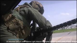 U.S. Marines UH-1Y||firing a GAU-21 .50 caliber machine gun at Okinawa