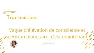 Transmission: Vague d'élévation de conscience et ascension planétaire: c'est maintenant....