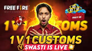 1 v 1 CUSTOM ROOMS WITH ME | REDEEM CODE GIVEAWAY #freefire | SWASTI IS LIVE