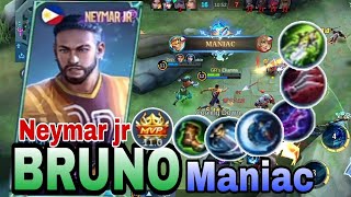 MANIAC BRUNO BEST BUILD 2023  | BUILD TOP 1 GLOBAL BRUNO GAMEPLAY | MOBILE LEGENDS.