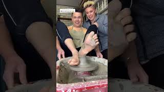 BOYFRIENDS MAKE POTTERY WITH FEET 💀😂 #shorts #pottery #funnyvideos