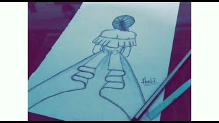 Drawing of a girl with beautiful dress step by step||pencil sketch||