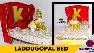 Laddu Gopal Bed Design with Lighting | Divine Home Decor for Janmashtami 2024 | Nakshatra Ideas