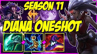 SEASON 11 DIANA CAN ONESHOT ENTIRE TEAMS | LEARN HOW TO ONESHOT|DIANA MID LEAGUE OF LEGENDS GAMEPLAY