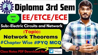 Lec.-PYQ MCQ |🔥Diploma 3rd Sem EE | Sub-Electric Circuits & Network | Unit-1| Top 25😱 |Chapter Wise