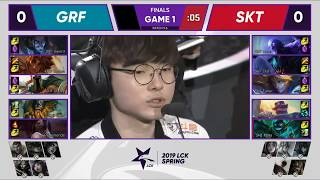 Pantheon Support Locked In !! GRF VS SKT Game 1 Highlights   2019 LCK Spring Finals