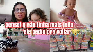 ELE PEDIU PRA VOLTAR 🥺 FIQUEI MUITO FELIZ 🙏 COMPREI CESTAS PARA AJUDAR ❤