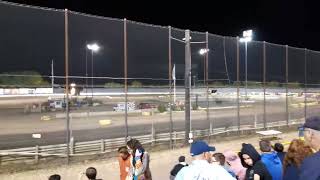 Dirt Modified Feature opening lap at NES labor day weekend.