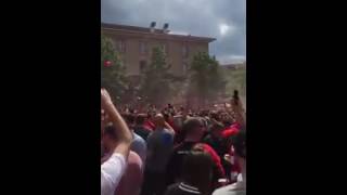 Liverpool fans singing "Three Little Birds" in Basel  {18/05/2016}