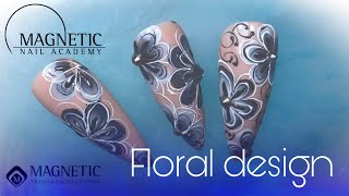 Easy Nail Art/ Black & White Flowers Tutorial/one stroke with gel