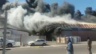 Dramatic footage of factory fire