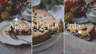 Mixed Berry Cake with Mascarpone I Fruity & Decadent