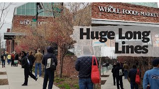 Coronavirus panic buying brings long lines to Whole Foods Market