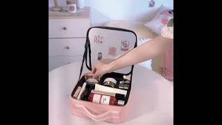 Smart LED Cosmetic Case With Mirror Cosmetic Bag, Large Capacity Portable Travel Makeup storage Bag