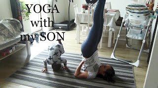 Yoga with my 3 year old son - Funny!!