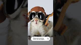 Asking AI for studio quality photo of squirrel wearing aviator hat and goggles. #ai #art #short