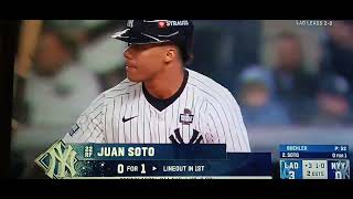 New York Yankees up-close - Juan Soto hits ground ball for out, October 28, 2024