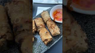 Pork veg spring rolls with pork and lemon grass meatballs