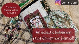 Bohemian style Christmas junk journal flip through