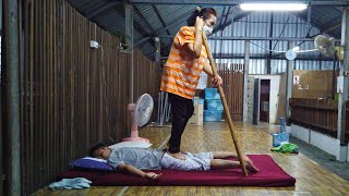 Powerful BACK WALKING MASSAGE with Giant Bamboo Stick