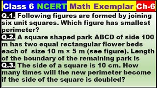 Class 6 Math Ch-6 Q 1 to 3 Math NCERT Exemplar Solution|MATH|NCERT|Mensuration|CBSE|Chapter 6|NCERT