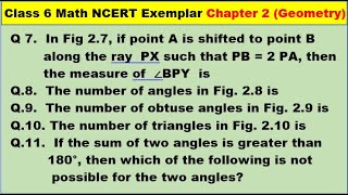 Class 6 Math Ch-2 Q 7 to Q 11 Math NCERT Exemplar Solution|MATH|NCERT|Geometry|CBSE|Chapter 2