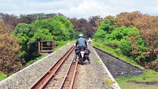 Riding Motorcycle on the Railway Track across Gir National Park