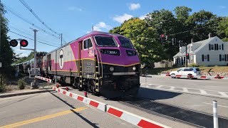 Greenbush Bound Commuter Rail train crossing South Street with a horn show in a quiet zone!