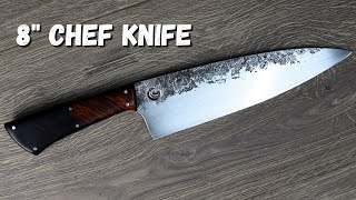 Making an 8” Chef knife from 80CrV2 steel (FULL KNIFE BUILD) Forging, Heat Treat, Sharpening