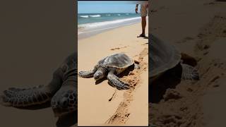 Sea Turtle Stuck in the Sand! Watch the Dramatic Rescue Unfold #shorts