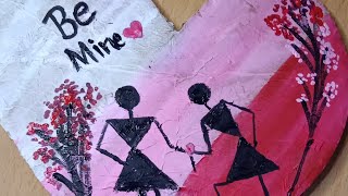 Warli beautiful Valentines Day DIY with cardboard #viral #youtubeshorts #diy #trending