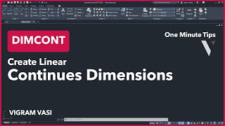 Create Continue or chain dimension in AutoCAD | DIMCONT COMMAND | One Minute tips | Vigram Vasi