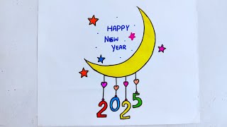 Happy new year drawing/new year drawing/happy new year poster drawing