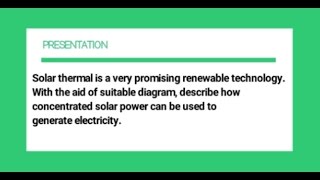 Concentrated solar power |Operation| Chap1 Q4