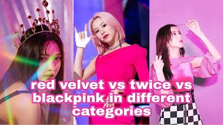 ranking red velvet, twice and blackpink in different categories ♡