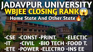 Jadavpur University🔥 Closing Rank Other State Student😱And Home State😔 Branch Wise Round 1 Last Round