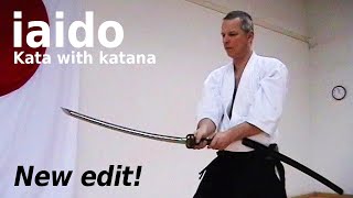 IAIDO, kata with katana, by Stefan Stenudd in 2004