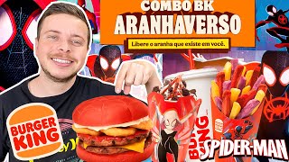 PROVAMOS O COMBO HOMEM ARANHA DO BURGER KING - NOVO LANCHE / BATATA E SUNDAE ARANHAVERSO DO BK