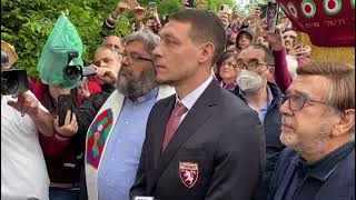 Belotti a Superga, il 4 maggio del 2022,  legge i nomi dei 31 Caduti