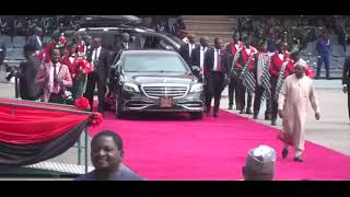 Moment Buhari, Senate President Arrived In Style At The Trooping And Presentation Of Colours Parade