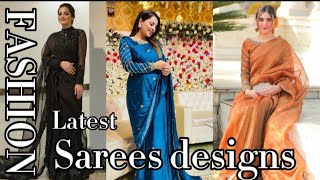 Latest Saree designs || Pakistani Designer collection || 2022 @lifewithaizaakhtar