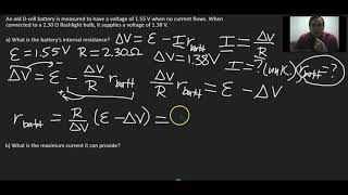 Real Battery Internal Resistance DC Circuit Calculation